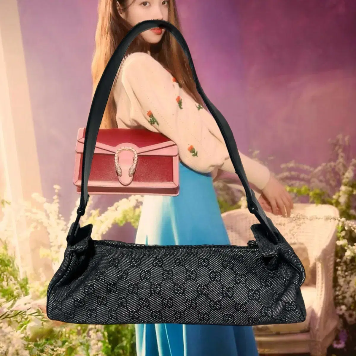 Gucci gray ssima baguette bag 구찌 바게트백