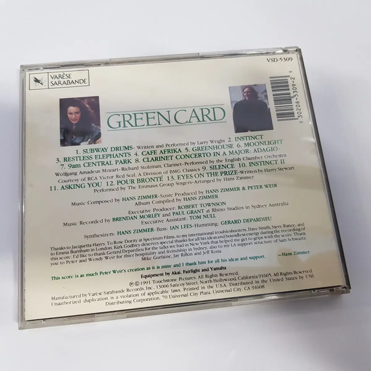 한스짐머  Green Card 영화음악 OST CD