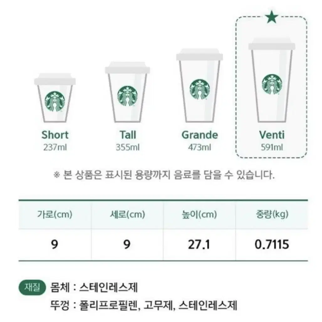 정가이하) 스타벅스 SS 액티브 스탠리 레거시 보온병 591ml 새상품