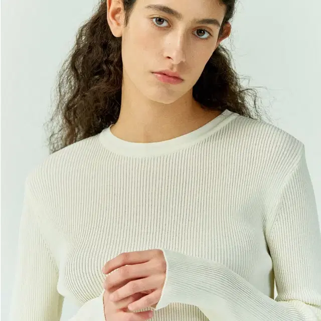 엔오디 nod ribbed round knit 아이보리