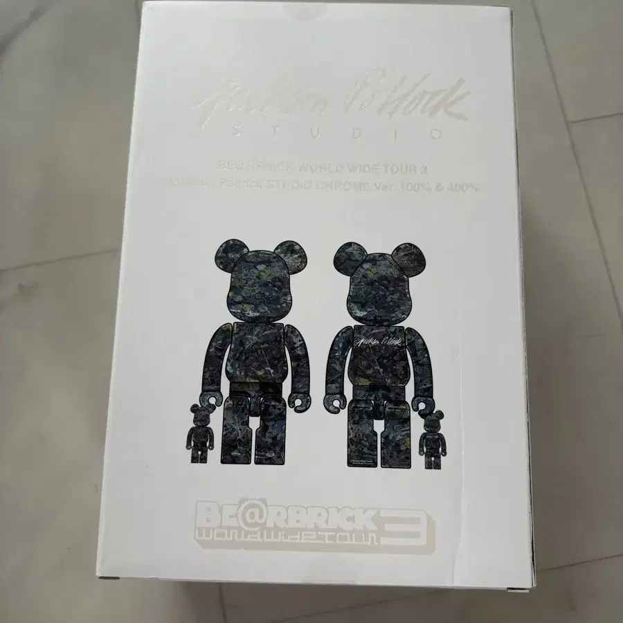 BEARBRICK 베어브릭 400%+100% 잭슨 폴록 스튜디오 크롬 버