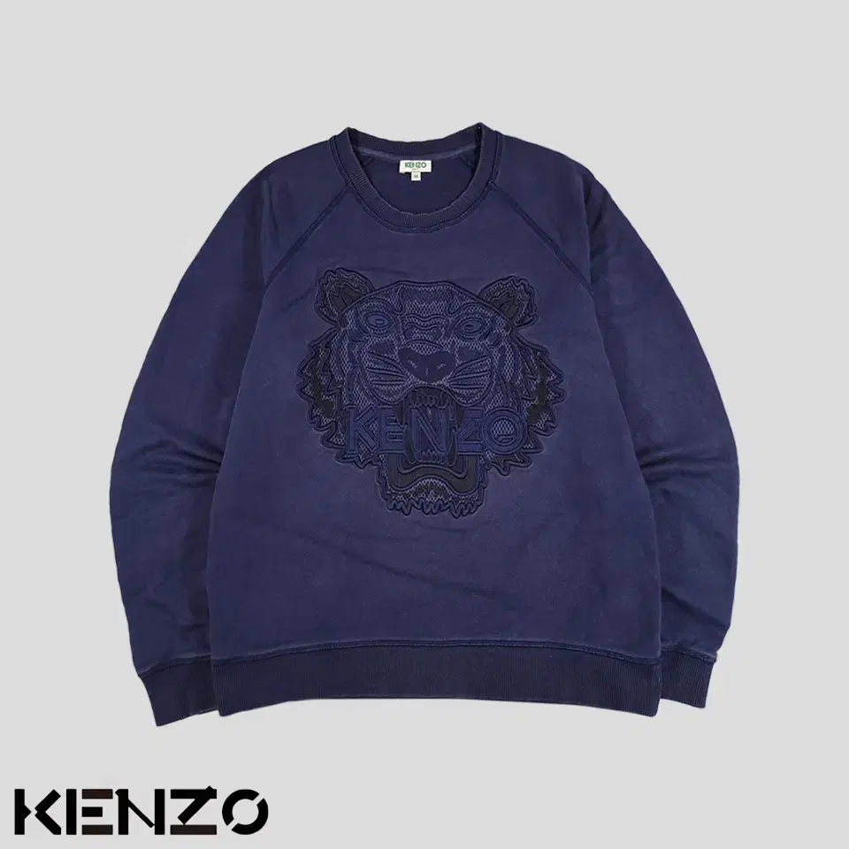 KENZO 겐조 네이비 타이거 빅자수 레글런 라운드넥 맨투맨 티셔츠 M