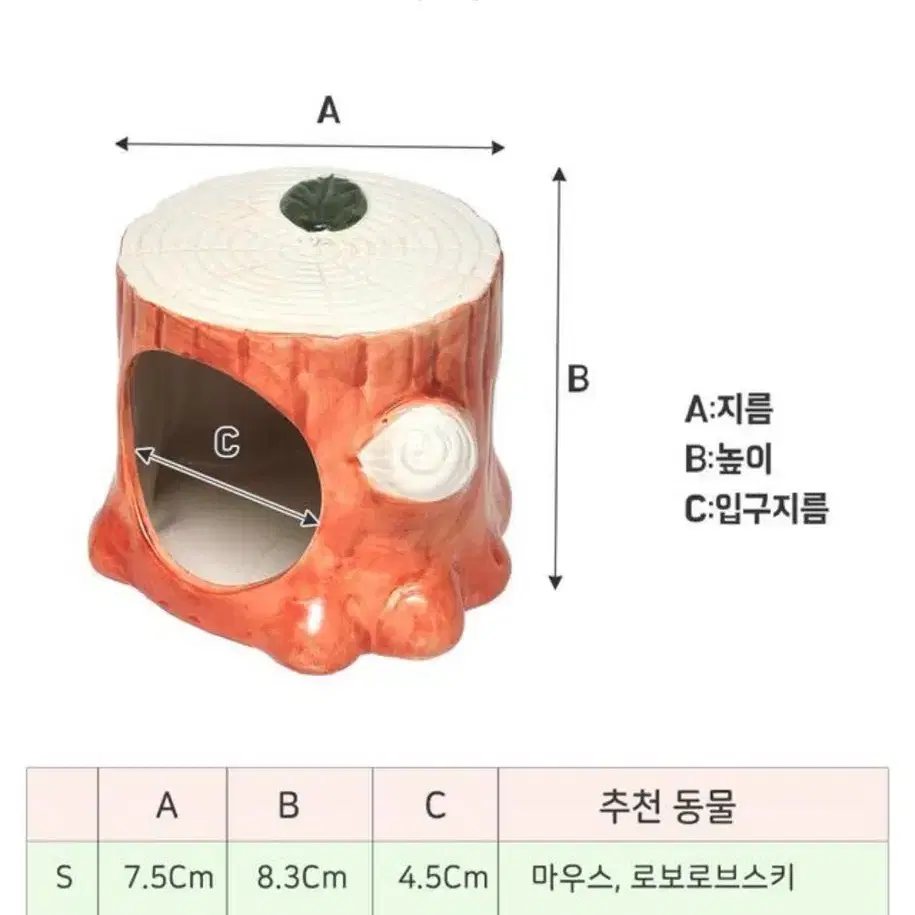 햄스터 용퓸 그루터기 도자기 은신처