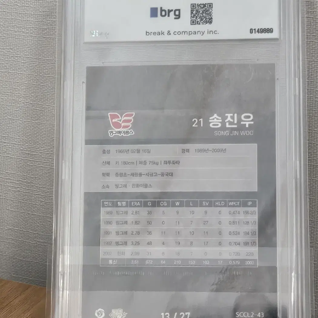 2023 SCC 국보 한화 레전드 송진우 레트로 BRG 10