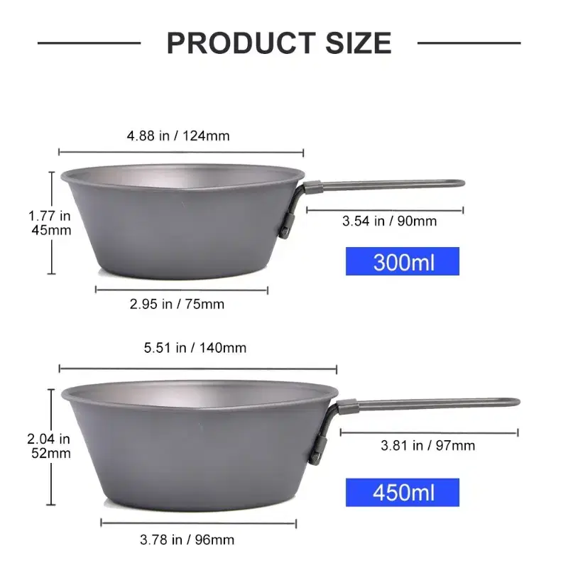 티타늄 라면 그릇 식기 조리 도구 캠핑 낚시 하이킹 등산 여행