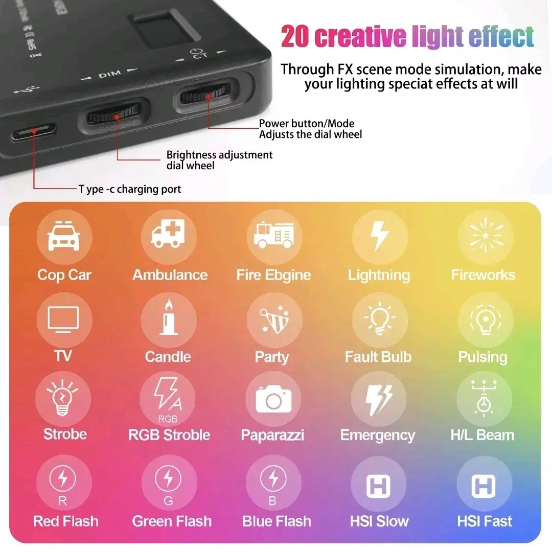 LUXCEO-W140 RGB LED 비디오 라이트 카메라 라이트