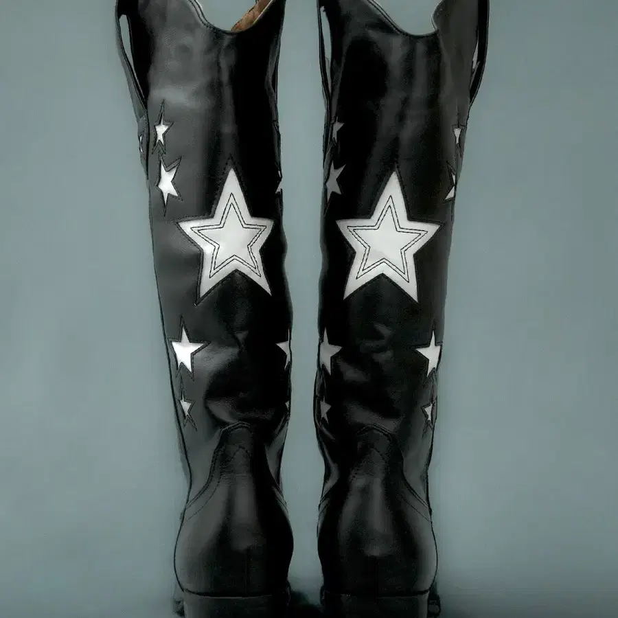 BADBLUE Leather Cowboy Boots Black