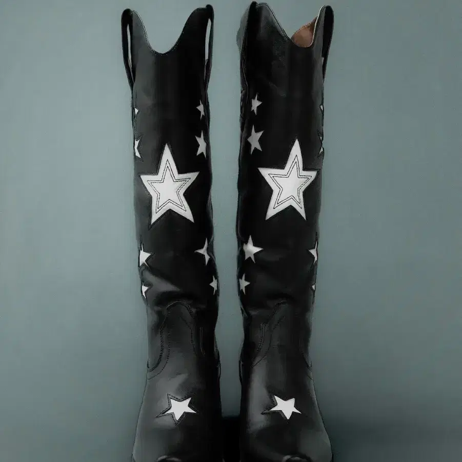 BADBLUE Leather Cowboy Boots Black