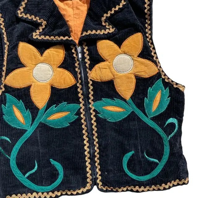 Vintage Cords Flower Patched Vest