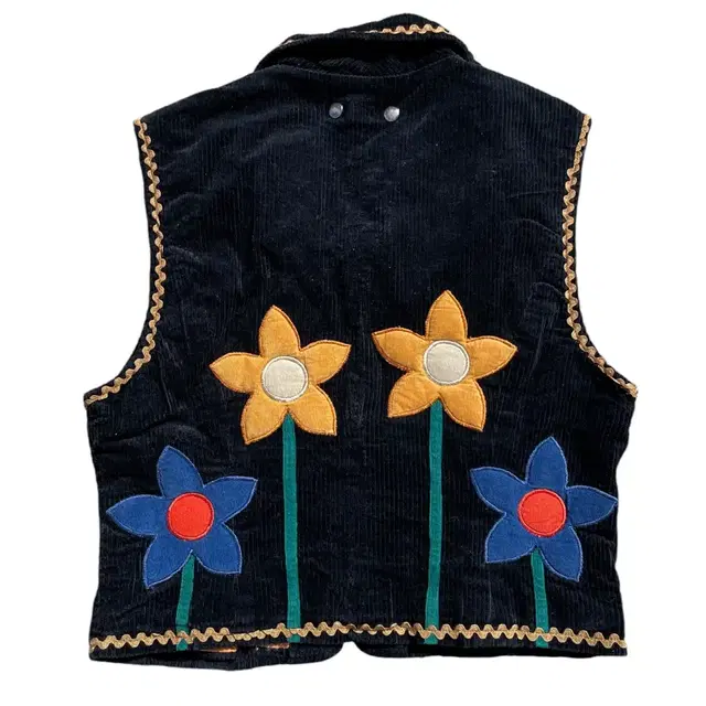 Vintage Cords Flower Patched Vest