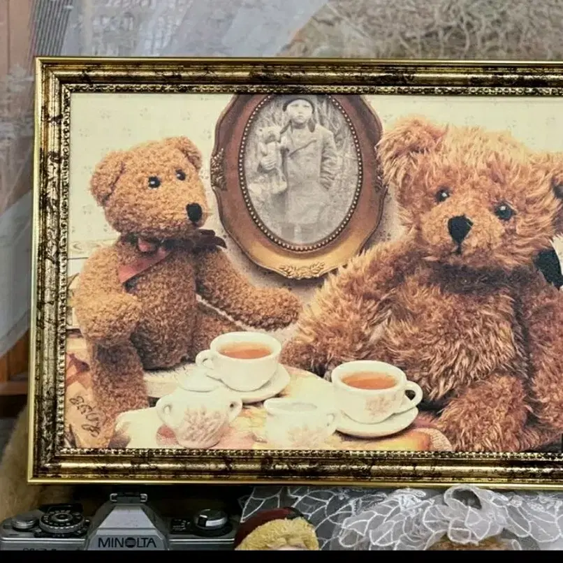 two teddy골드 프레임 액자/매장 카페 인테리어 빈티지소품