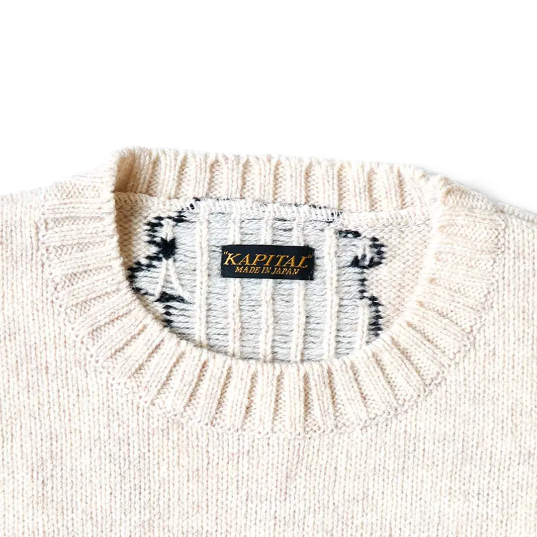 KAPITAL 5G WOOL BONE CREW SWEATER