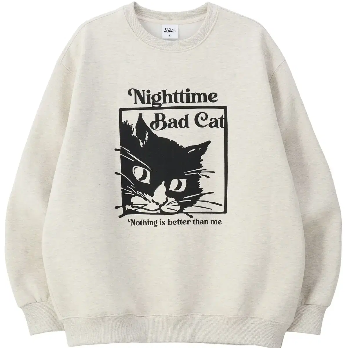 [새상품]낫띵이즈베럴댄미 BAD CAT SWEATSHIRT_oatmeal