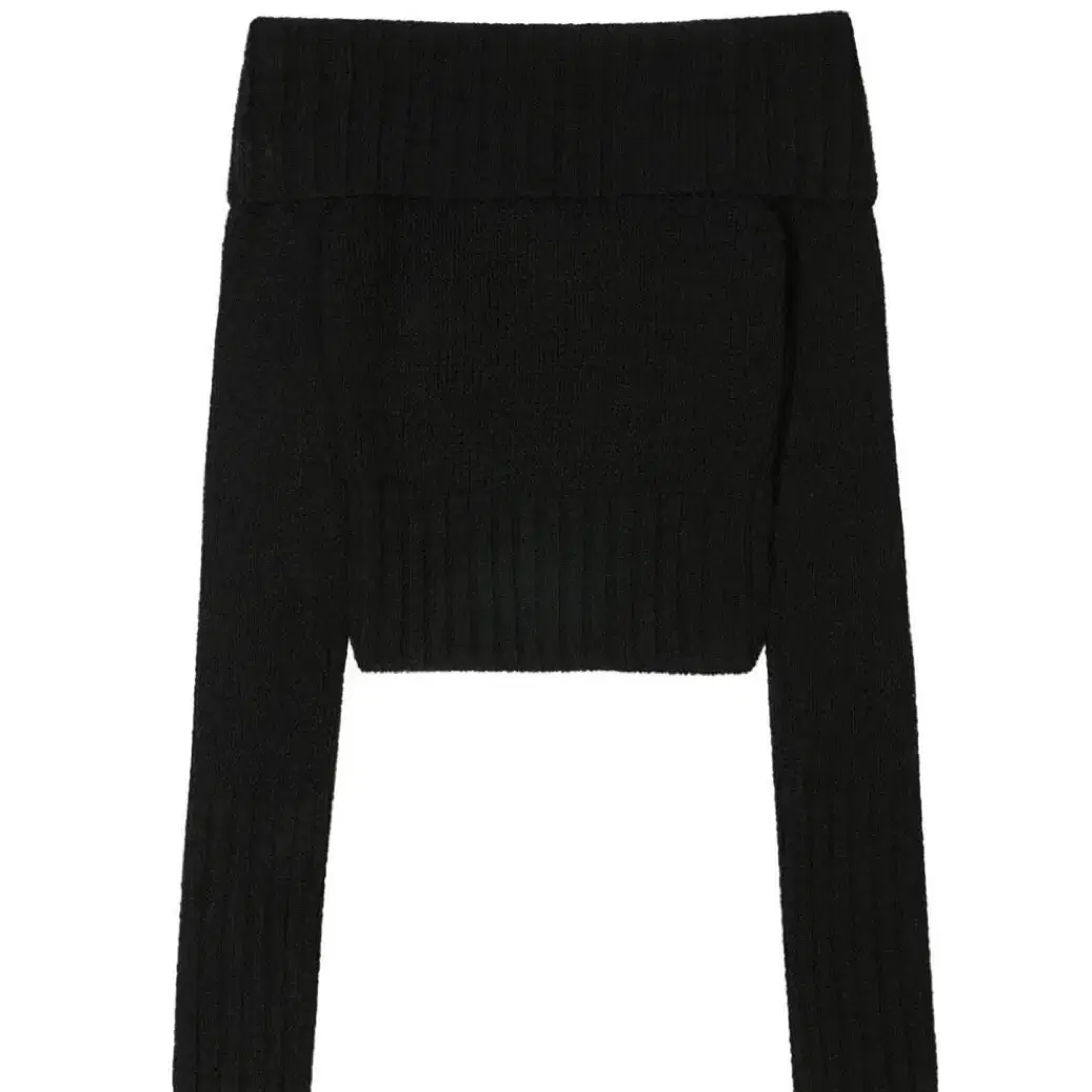 73. RIBBED BUTTON OFF SHOULDER, BLACK