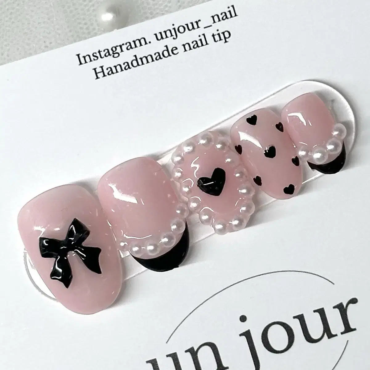 Pink Heart Dot Handmade Nail Tip