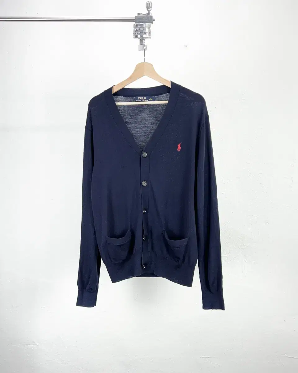 Polo Ralph Lauren Navy Red Pony Pocket Merino Cardigan