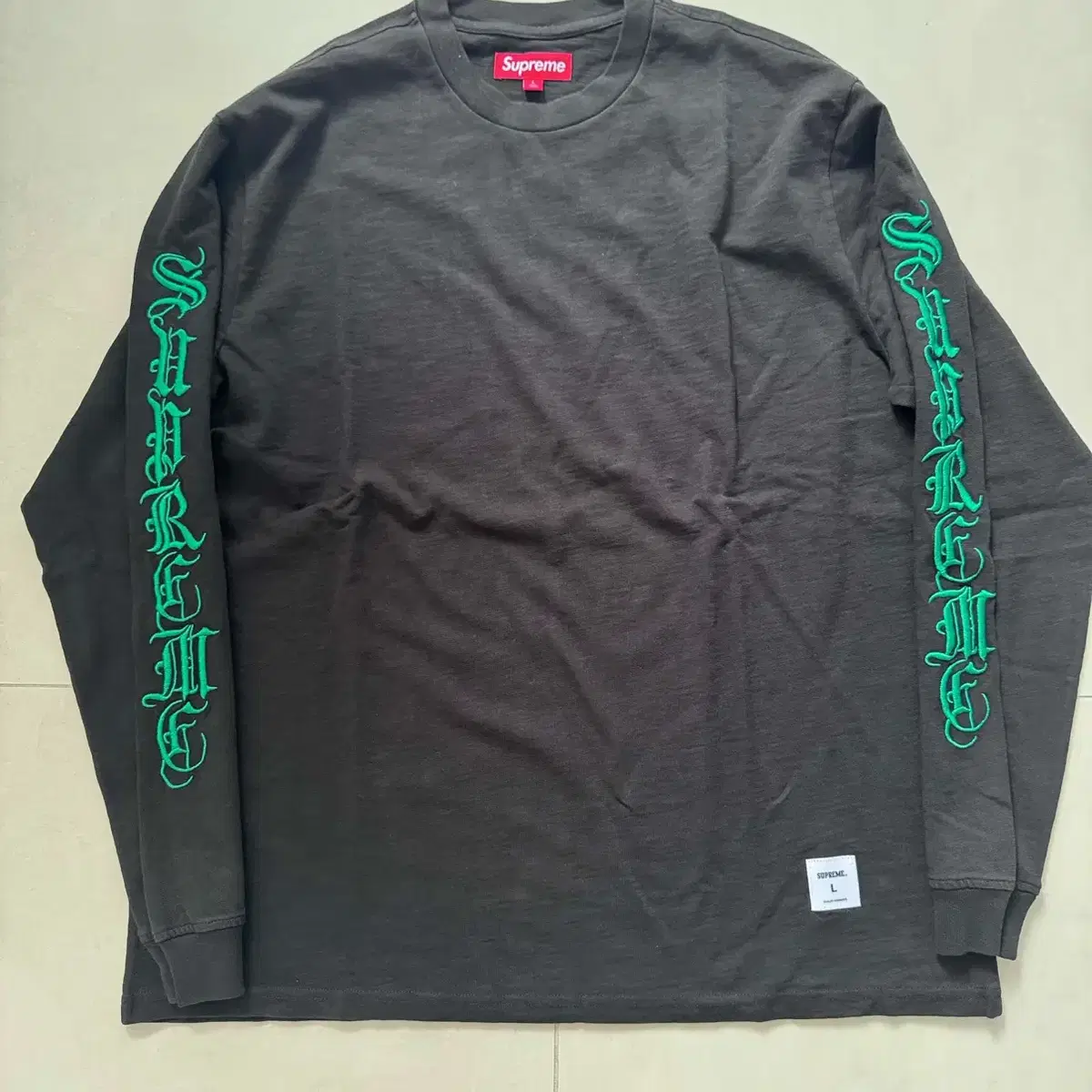 SUPREME 로고 엠브로 LS 티셔츠