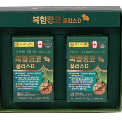 헬스포유 복합징코 플러스D (600mg x 60캡슐 x 2개) x3BOX