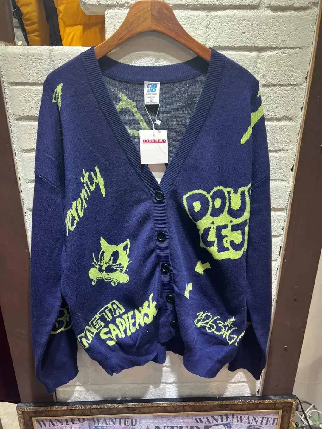 [NEW] DOUBLE JAYDY Unisex Overfit Doodle Knit Cardigan