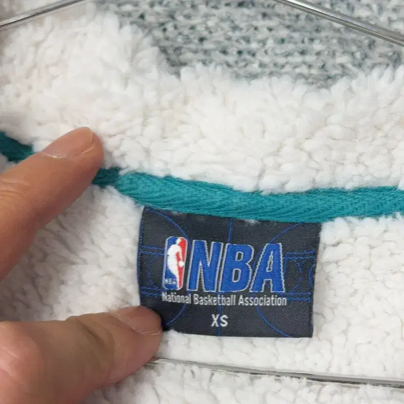 NBA 스펠로고 양털 네이비 후드집업 XS