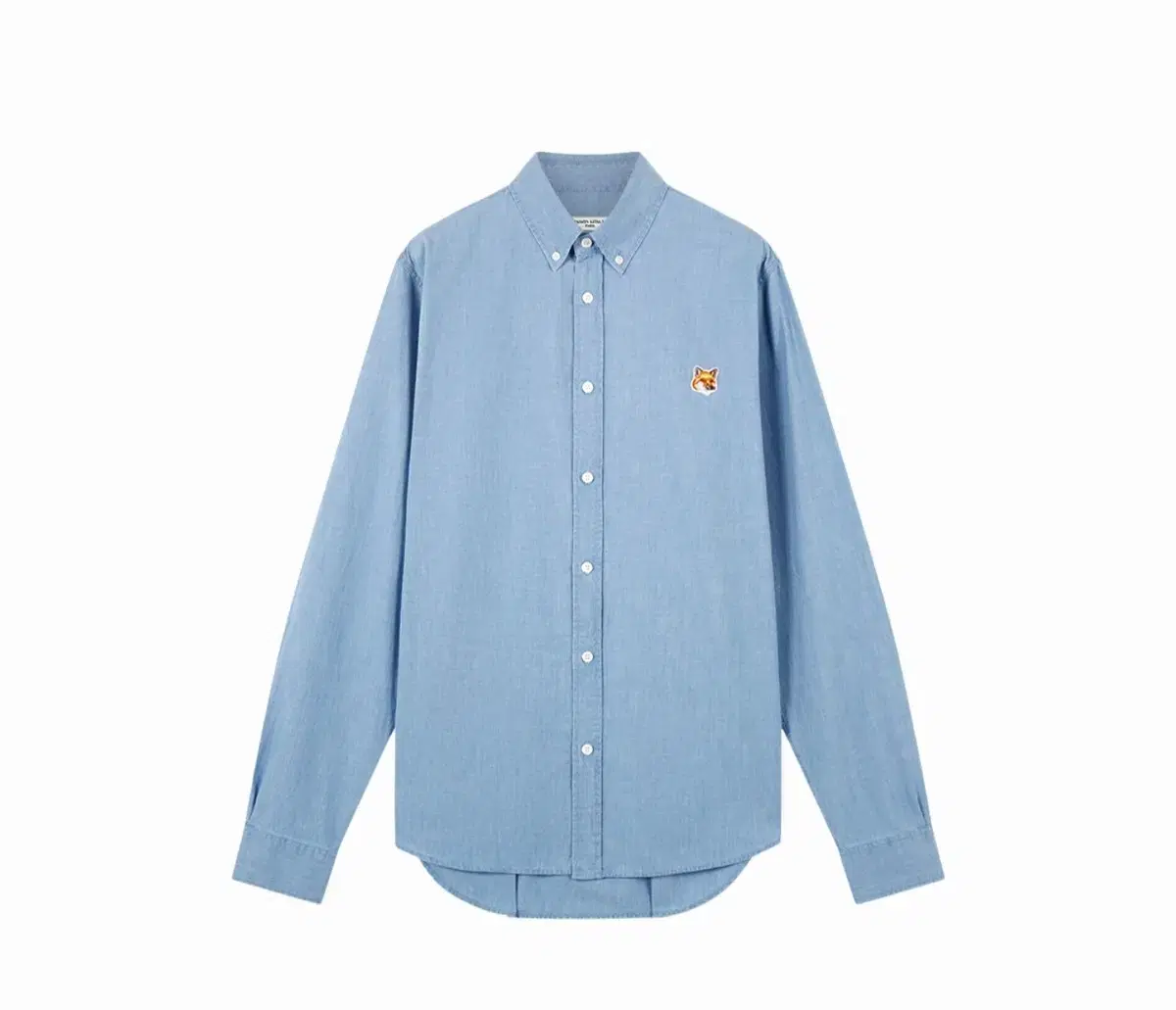 Maison Kitsune Fox Head Chambray Washed Cotton Shirt 45 Size New