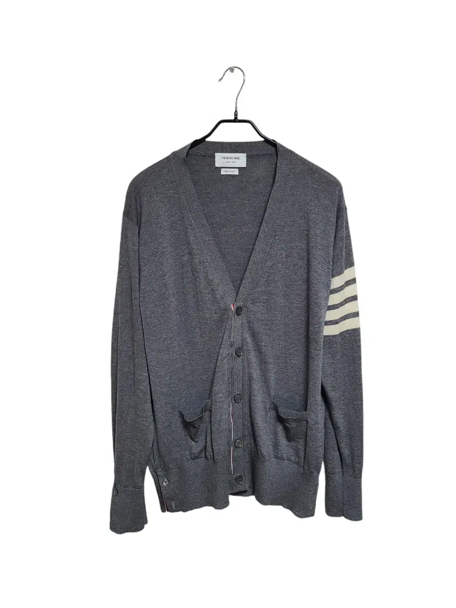 Thom Browne 4-Bar Merino Wool Cardigan Gray