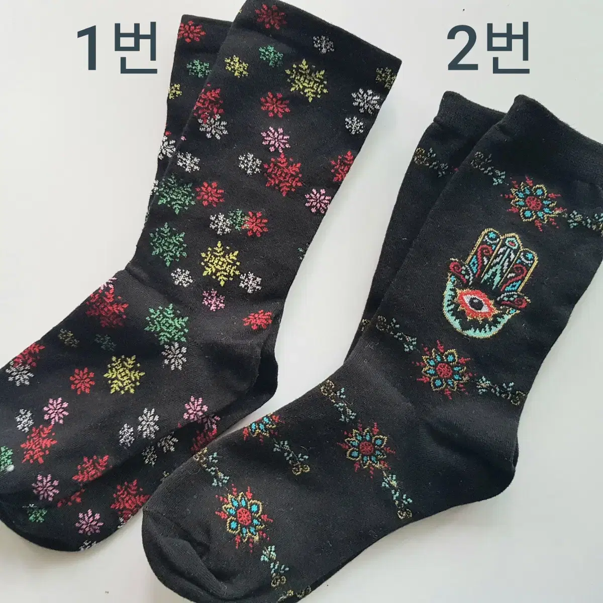 마리끌레르와 k-bell 여성양말 눈꽃 2개 일괄 1500원