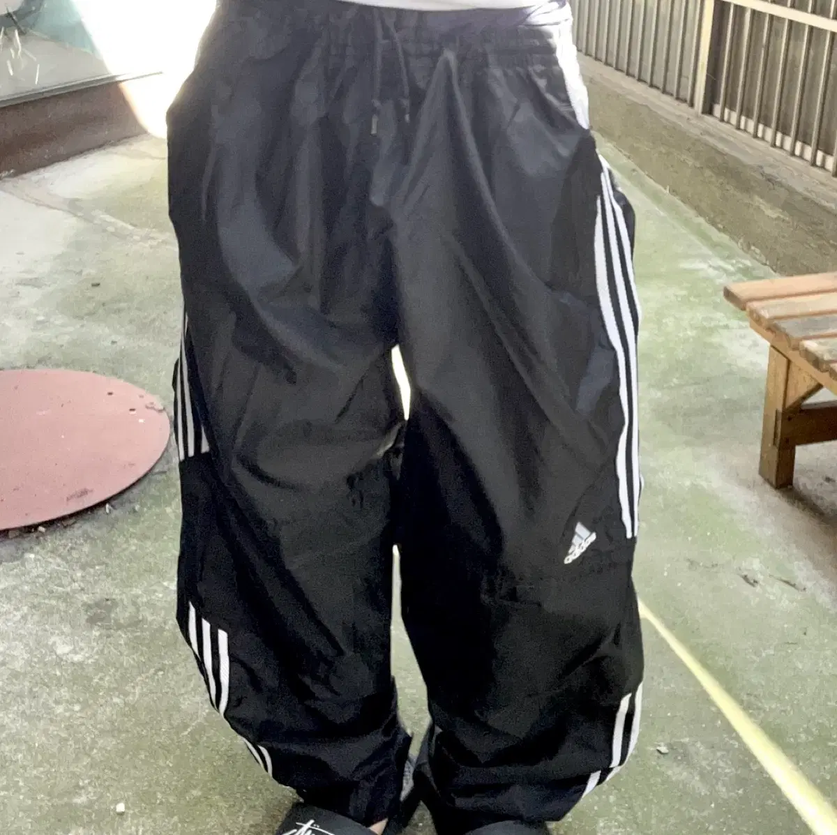 One-Of-A-Kind Adidas 90s Wide Black Chuu Running Track Pants