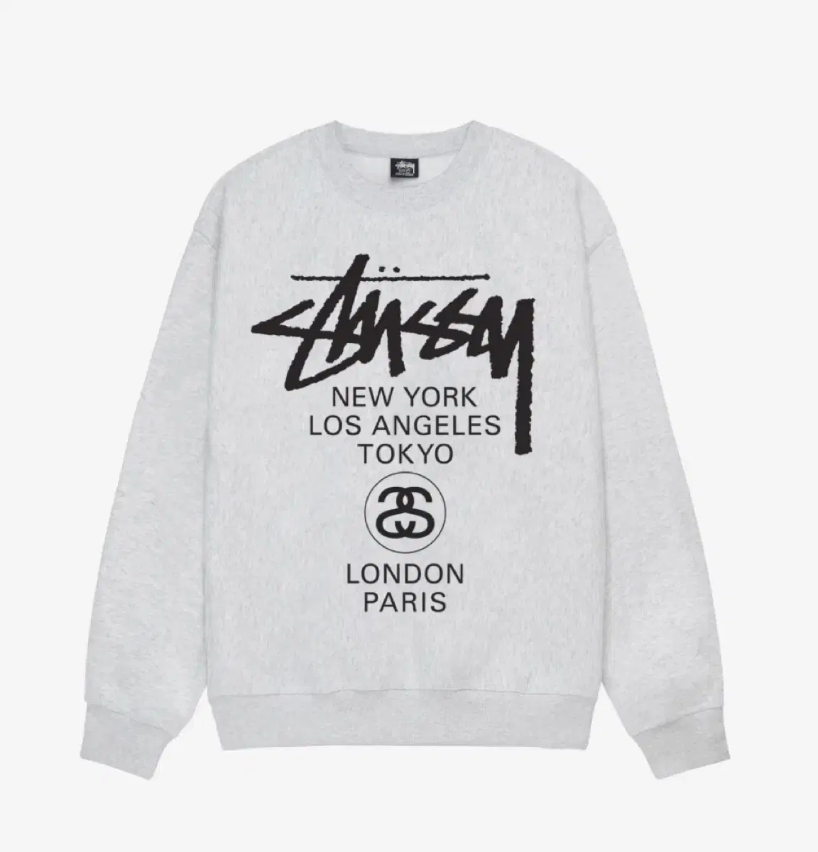 스투시(STUSSY) 2024 월드투어 스웻셔츠 맨투맨 애쉬 헤더