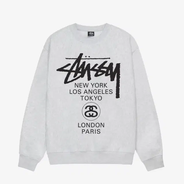 스투시(STUSSY) 2024 월드투어 스웻셔츠 맨투맨 애쉬 헤더