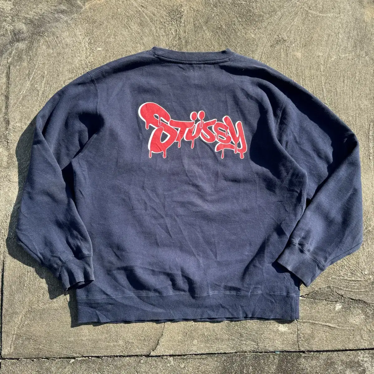 [L] 90s Stussy 스투시 로고 네이비 스웻셔츠