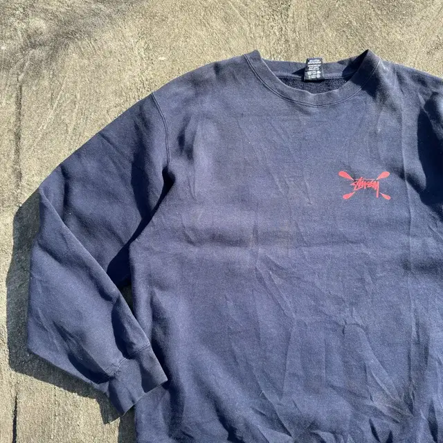 [L] 90s Stussy 스투시 로고 네이비 스웻셔츠