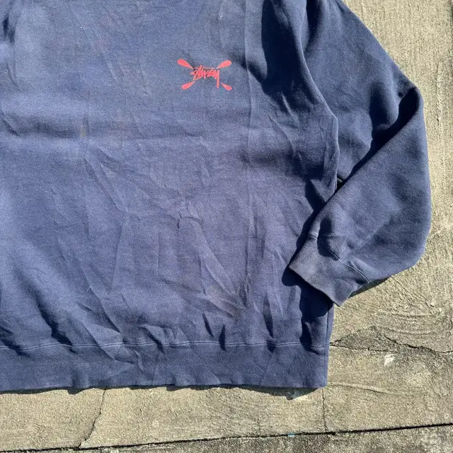 [L] 90s Stussy 스투시 로고 네이비 스웻셔츠