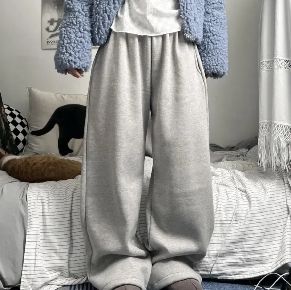 에이블리 오피엠 cotton balloon wide pants 메란지 M