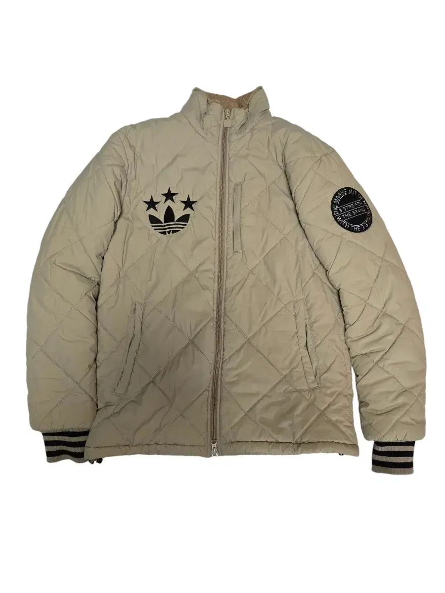 Adidas 3-Star Trefoil Quilted Bomber Jacket 100 Ivory