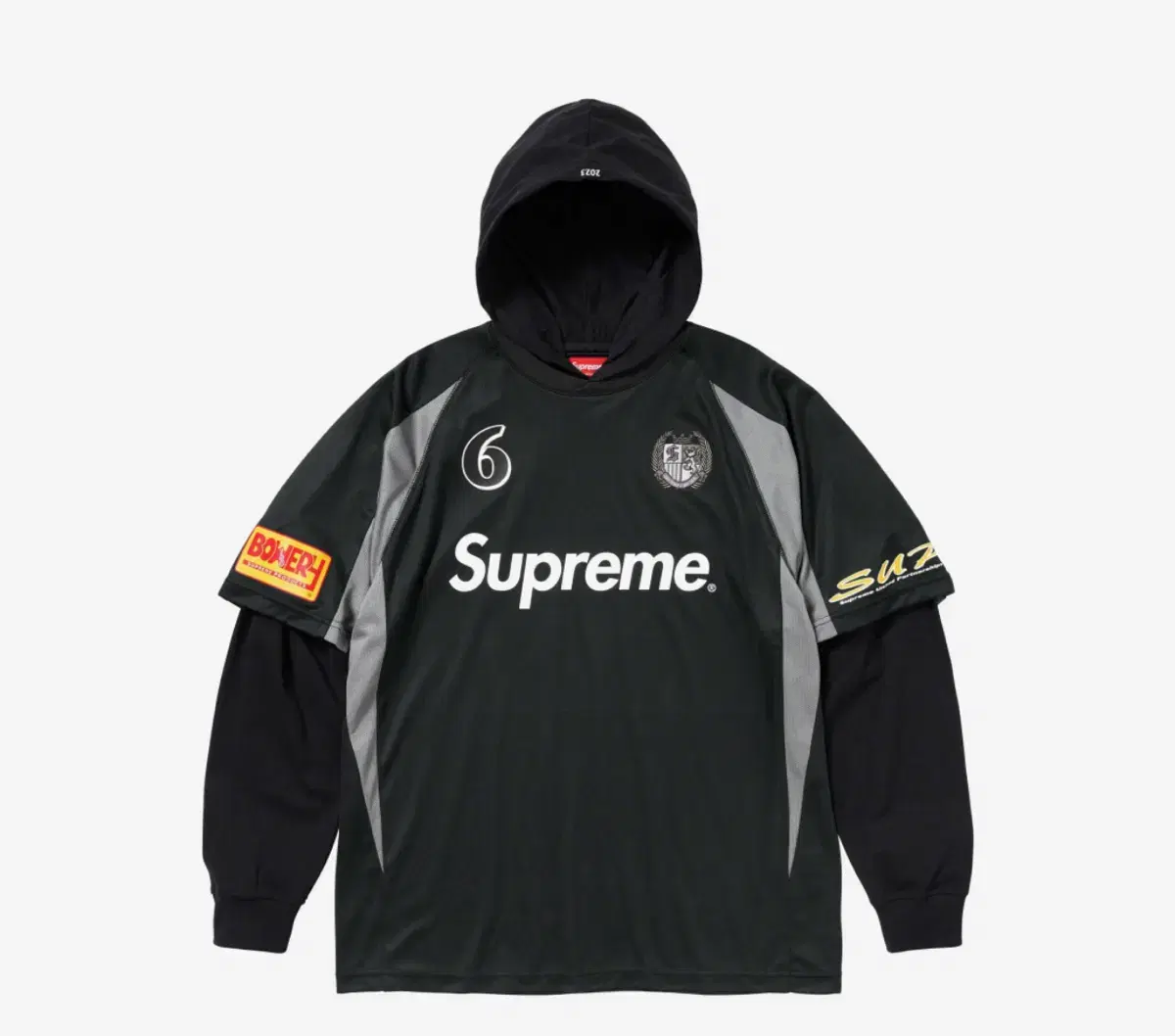 (L)Supreme Hooded Soccer Jersey Black sells