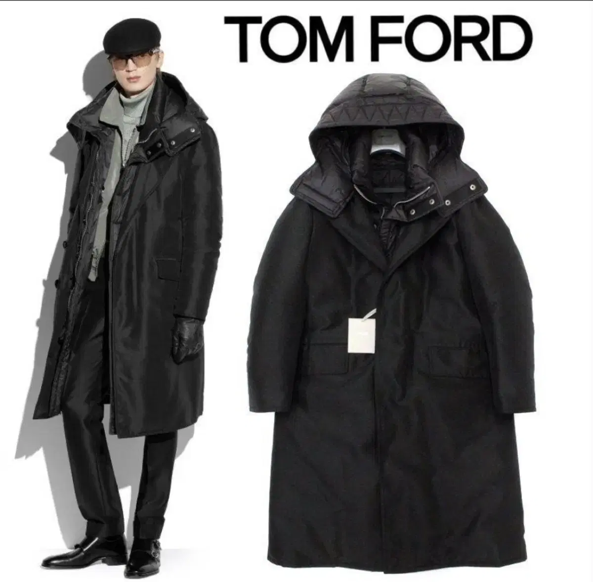 톰포드 (TOMFORD) 후드 실크 롱 패딩 코트