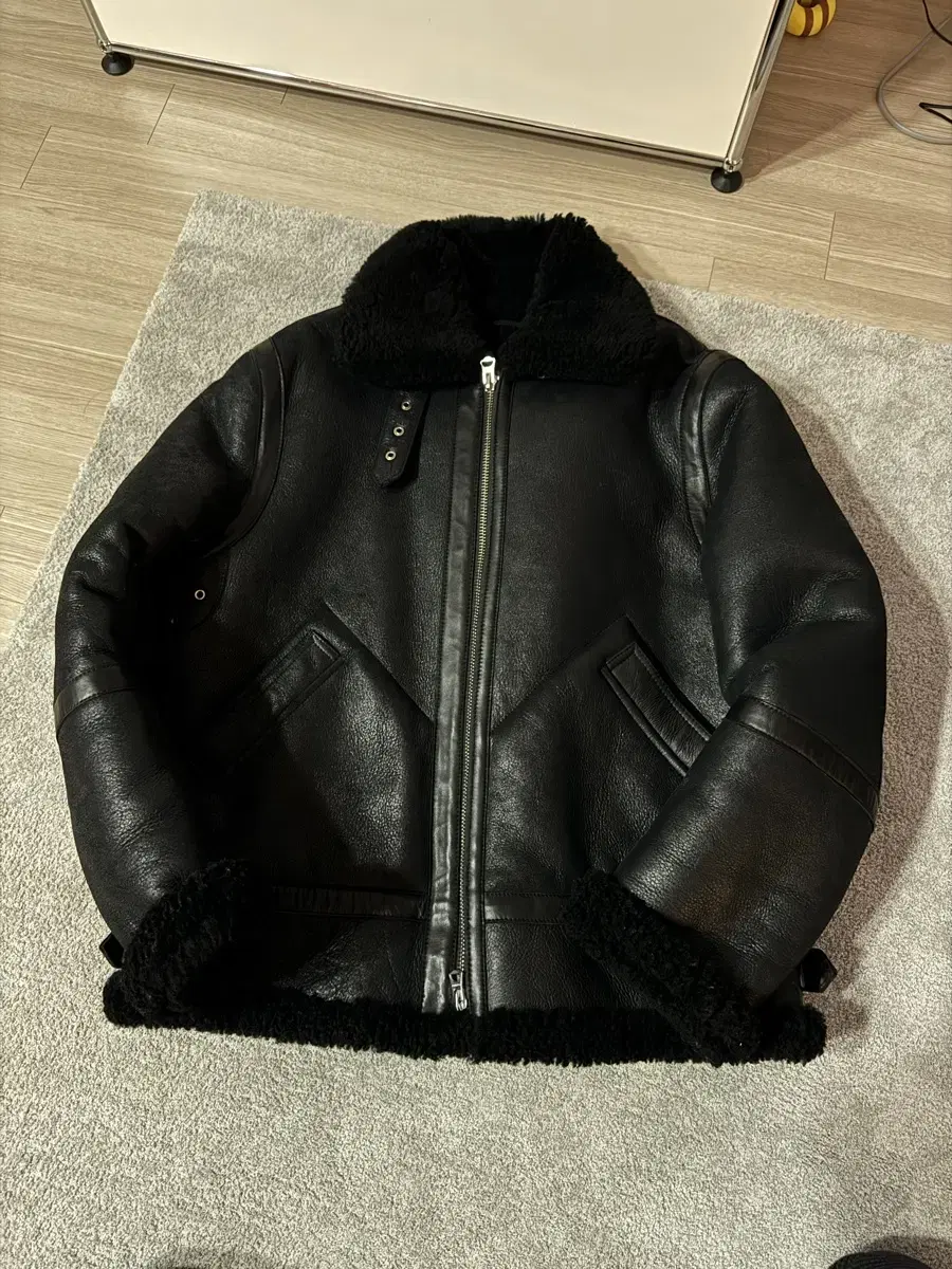 Arcane Studios Shearling Aviator ian Mustang Size 52 Black