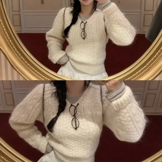 리즈 더위시 Peanuts cable knit(아이보리)