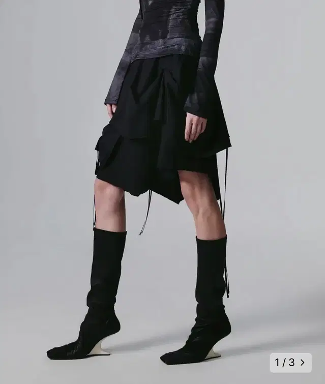 나체 nache LAYERED DRAPING SKIRT BLACK