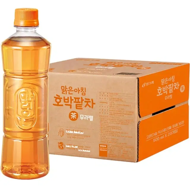 빙그레 맑은아침 호박팥차 무라벨, 500ml, 20개