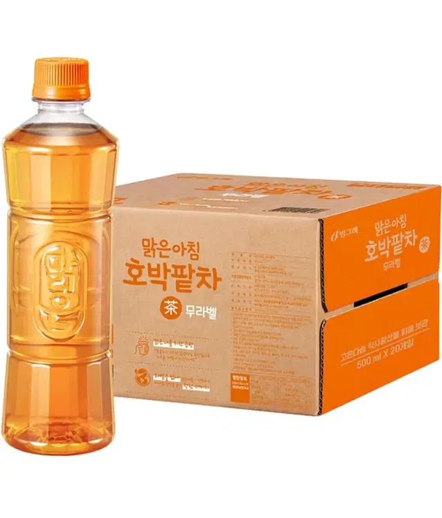 빙그레 맑은아침 호박팥차 무라벨, 500ml, 20개