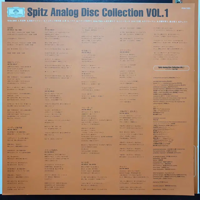 스피츠 Spitz 7집 인디고치헤에센 LP