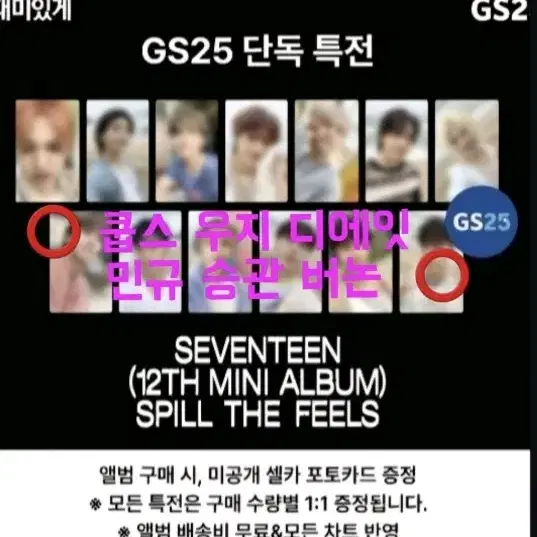 세븐틴 미니 12집 일반반 GS 특전 분철