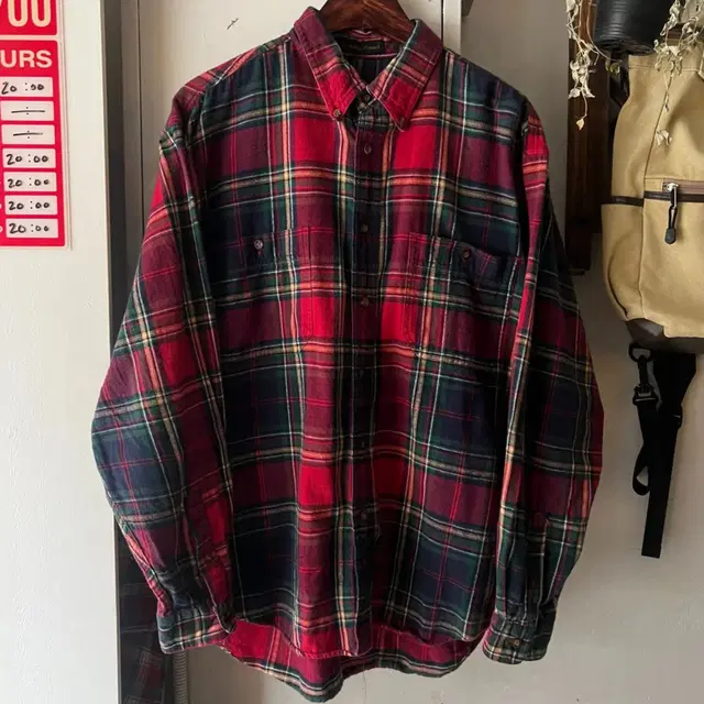 [L]90's EDDIE BAUER 타탄체크 코튼 셔츠