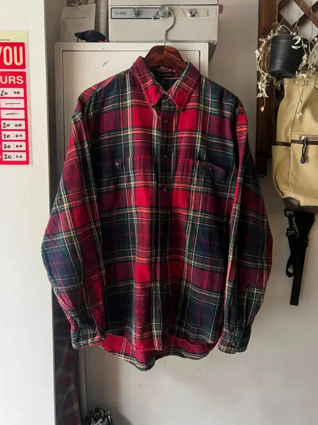 [L]90's EDDIE BAUER 타탄체크 코튼 셔츠