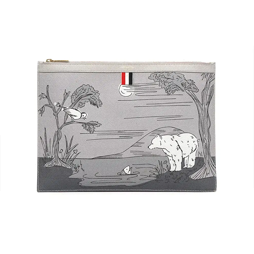 [pre-owned] Thom Browne Caviar Leather Story Thin Clutch