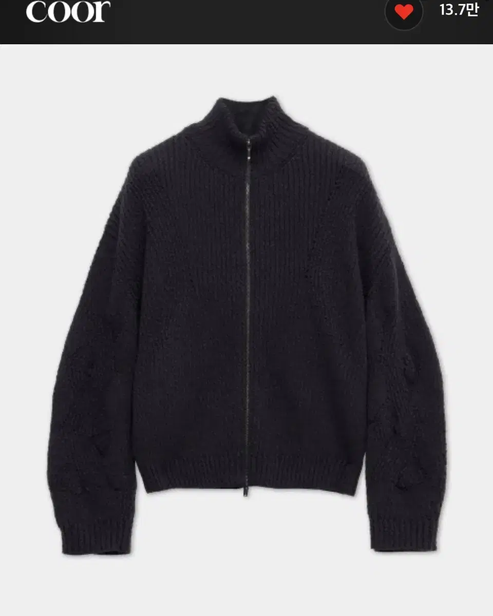 [L] Coeur high-neck lew knit zip-up navy