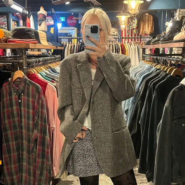 Harris tweed 해리스 트위드 오버핏 울 블레이저 자켓