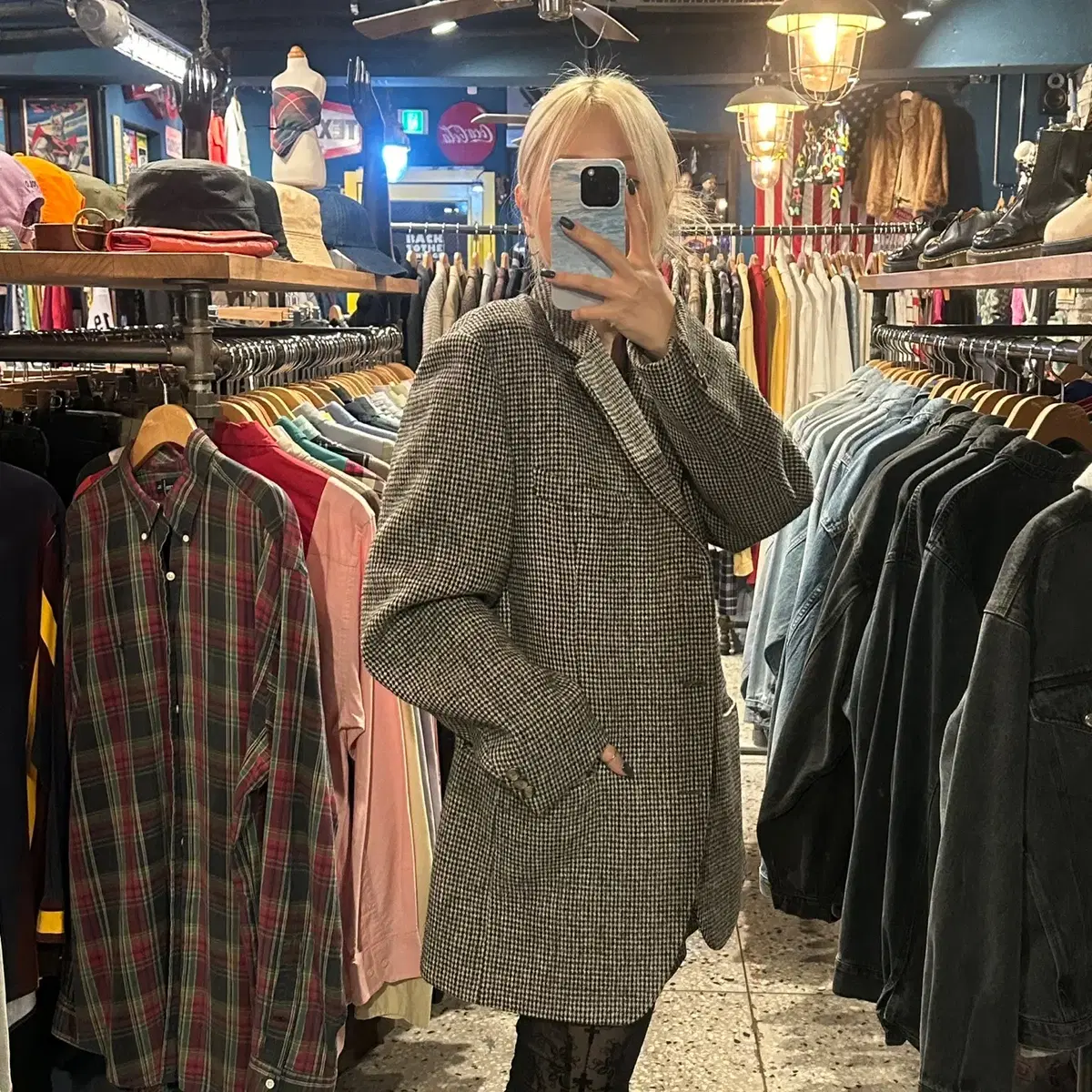 Harris tweed 해리스 트위드 오버핏 울 블레이저 자켓